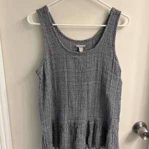 Falls Creek Seersucker Fringe Black and White Stretchy Tank